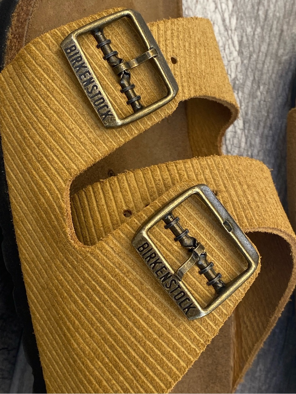 Birkenstock Arizona Suede Corduroy Sandals Size 41 M8 W10 Regular Fit Mustard